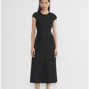 Babaton Black Midi Dress with Cap Sleeves